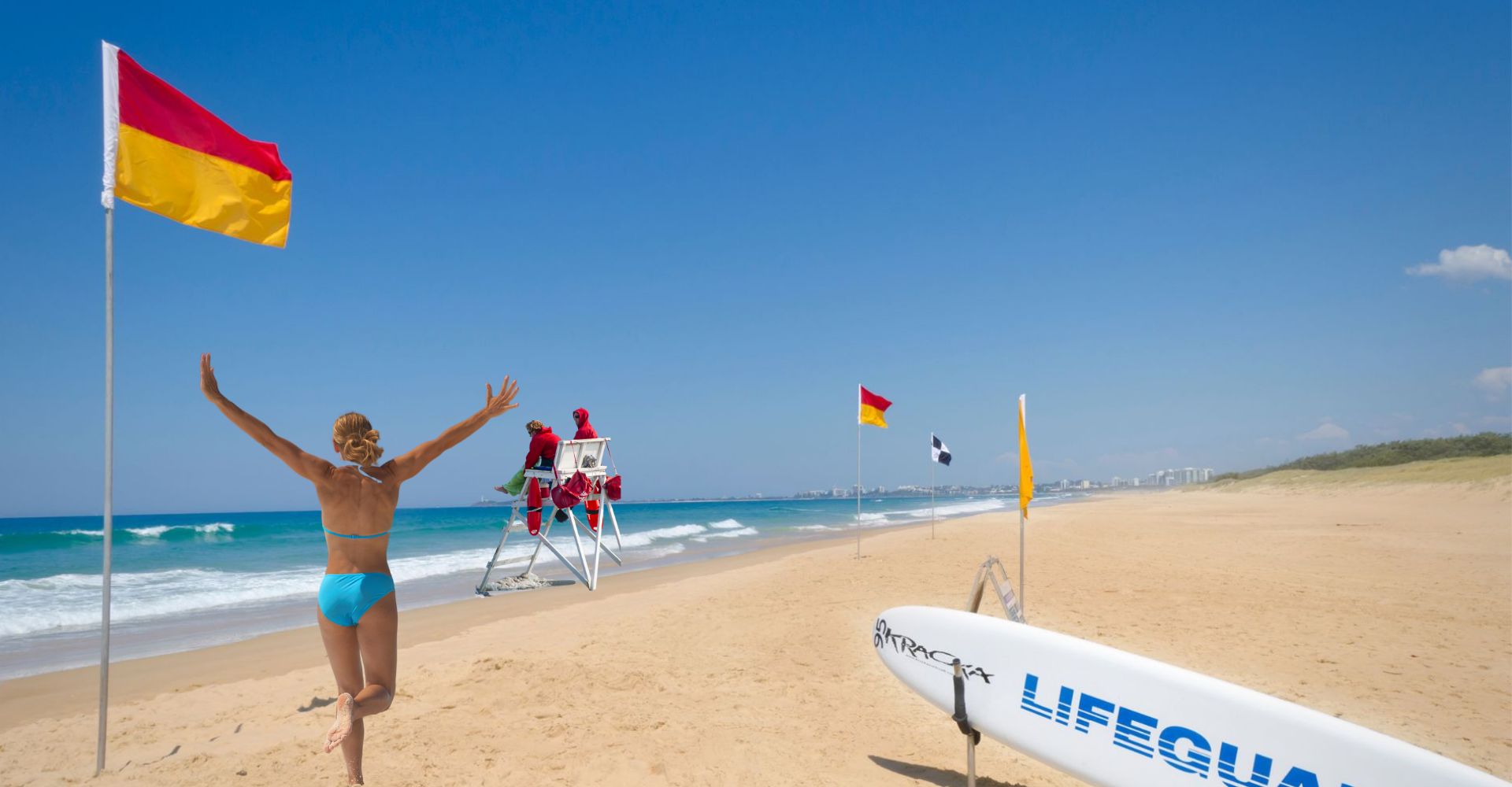 drapeau-rouge-jaune-plage