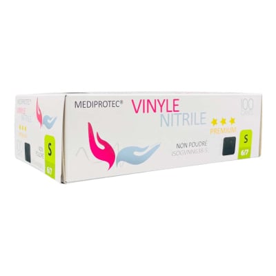 Gants vinyle nitrile noirs non poudrés