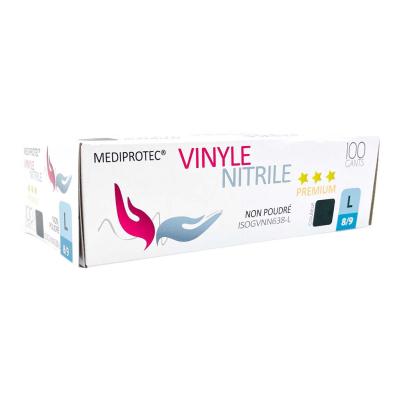 Gants vinyle nitrile noirs non poudrés