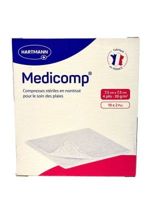 Boîte de 10 sachets de 2 compresses non tissé stériles Medicomp®