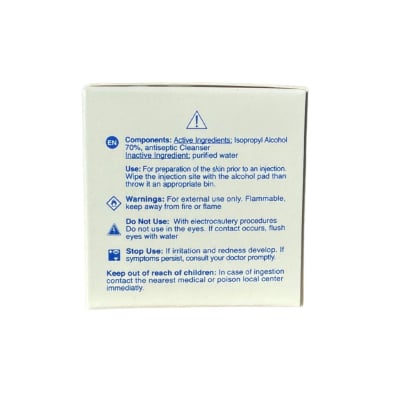 Boite de 100 tampons alcool 70°