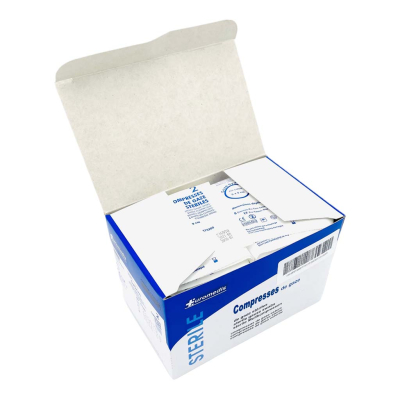 Boite de 50 sachets de 2 compresses de gaze stérile 5x5cm