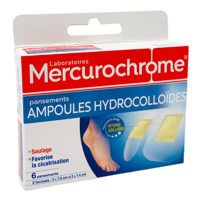 Pansements hydrocolloïdes ampoules Mercurochrome