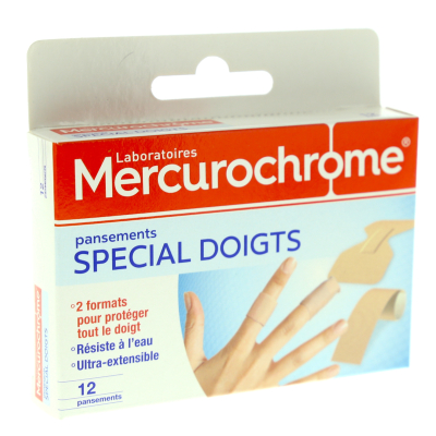 Pansements doigts Mercurochrome