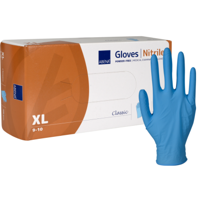 Gants nitrile non poudrés bleus AQL 1.5 Abena boite de 100