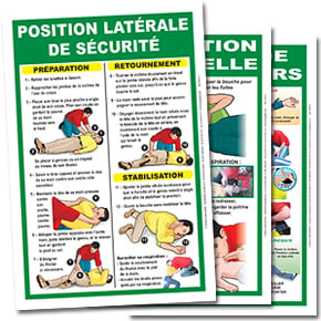 Lot de 24 affiches de procédures détaillées PSC1