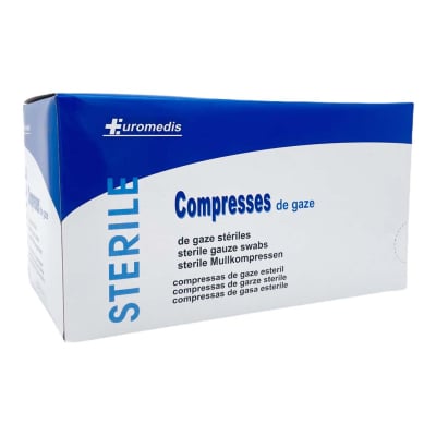 Compresses stériles 10x10, 12 plis, paquet de 10,simple emballage