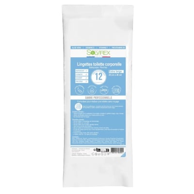 Lingettes de toilette corporelle sans rinçage XL paquet de 12