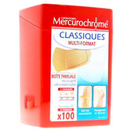Boîte de 100 pansements panachés Mercurochrome