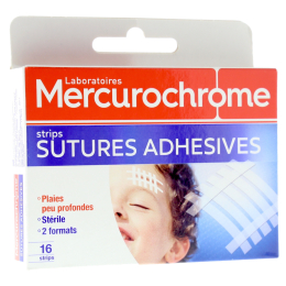 Sutures adhésives Mercurochrome en boîte de 16