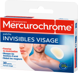 Boite de 30 patchs invisibles visage, Mercurochrome
