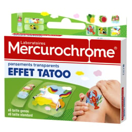 Boîte de 12 pansements effet tatoo Mercurochrome