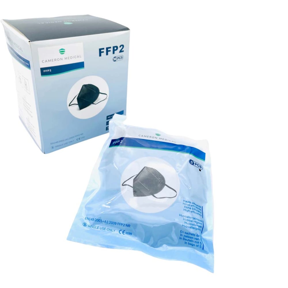 masque FFP2 avec valve noir EN 149 2001 + A1 2009 haute filtration boîte de  10