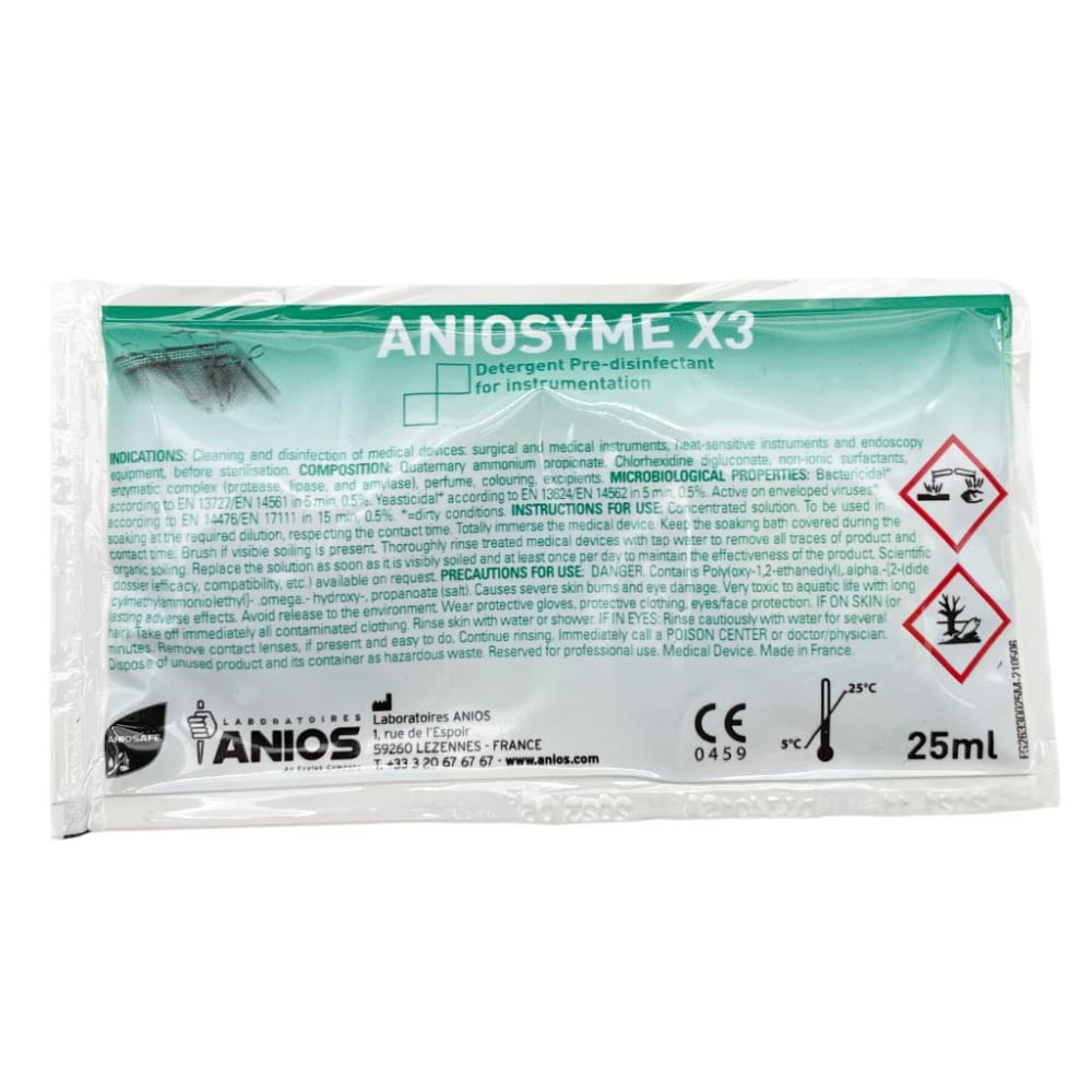 Aniosyme X3 25 ml pour nettoyage et pré-désinfection