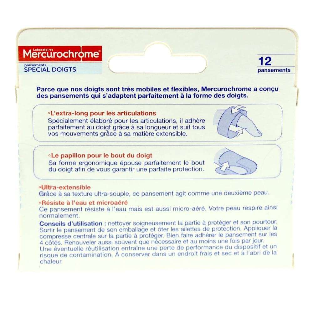 Pansement pour doigt Mercurochrome bout de doigt et articulation