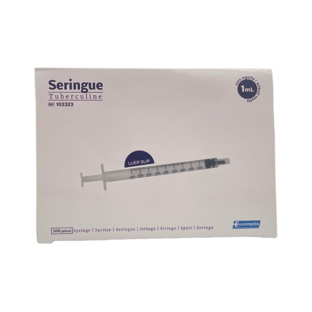 Seringue 1ml tuberculine L/slip (sans aiguille) 100/box