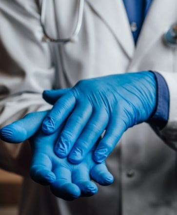 gants bleus médecin