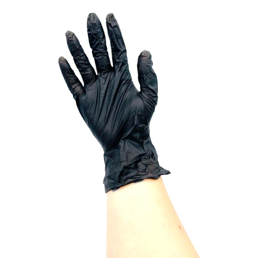 Gant nitrile noir non poudré - jetable – usage unique – ambidextre –  enfilage et retrait facile