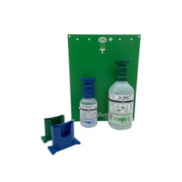 Station murale lave oeil avec 2 flacons de 200 ml et 500 ml Plum