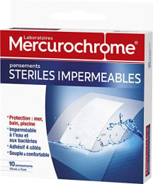 Pansement imperméable 10 x 7 cm stérile  Mercurochrome