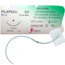 Fil de suture Filapeau ⌀2mm aiguille 20mm courbure 1/2