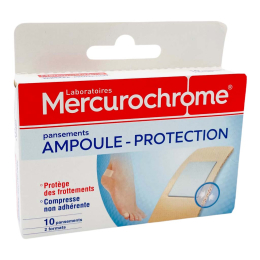 Pansements panachés Ampoule-Protection Mercurochrome en boîte de 10