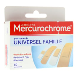 Boîte de 50 pansements panachés chair ou blancs Universel Mercurochrome