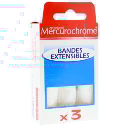 Bandes extensibles 2 m x 7 cm Mercurochrome en lot de 3