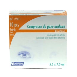 Boîte de 10 compresses oculaires stériles 5,5 x 7,5 cm