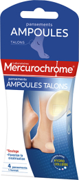 Pansements hydrocolloïdes talons Mercurochrome en boîte de 4