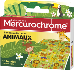 Pansement animaux à découper 10cm x 6 cm Mercurochrome boîte de 10