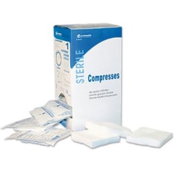 Boîte de 100 sachets de 1 compresse non-tissée stérile 7,5 x 7,5 cm