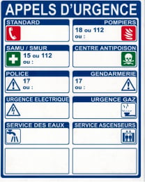 Panneau appels d'urgence